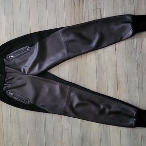 Vince Lamb Leather Mixed Media Jogger